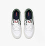 Top view of Levi's GLIDE L Mens Trainers White/Green, featuring a white leather upper with green accents and lace-up closure.