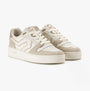 Levi's GLIDE L Womens Trainers Ecru side view showing casual lace-up design, leather and suede upper, low-top construction.