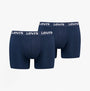 Levi's REPEAT LOGO Mens 2 Pack Trunks Navy front view featuring elastic waistband with repeat logo.