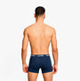 Levi's REPEAT LOGO Mens 2 Pack Trunks Navy back view showcasing elastic waistband and no ride-up design.