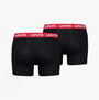 Levi's REPEAT LOGO Mens 2 Pack Trunks Black/Red back view showing elastic waistband with repeat logo.