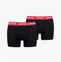 Levi's REPEAT LOGO Mens 2 Pack Trunks Black/Red front view showing two black trunks with red Levi's logo waistband.