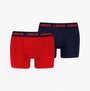 Levi's REPEAT LOGO Mens 2 Pack Trunks Red Combo front view showing red and navy trunks with logo waistband.