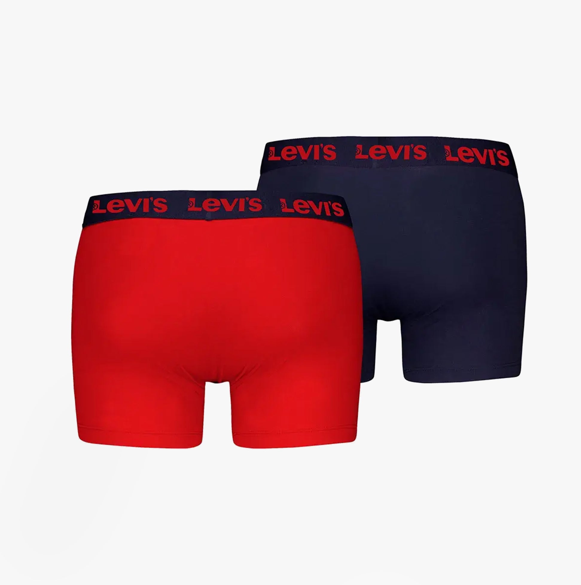 Levi's REPEAT LOGO Mens 2 Pack Trunks Red Combo rear view showing red and navy trunks with elastic waistband.