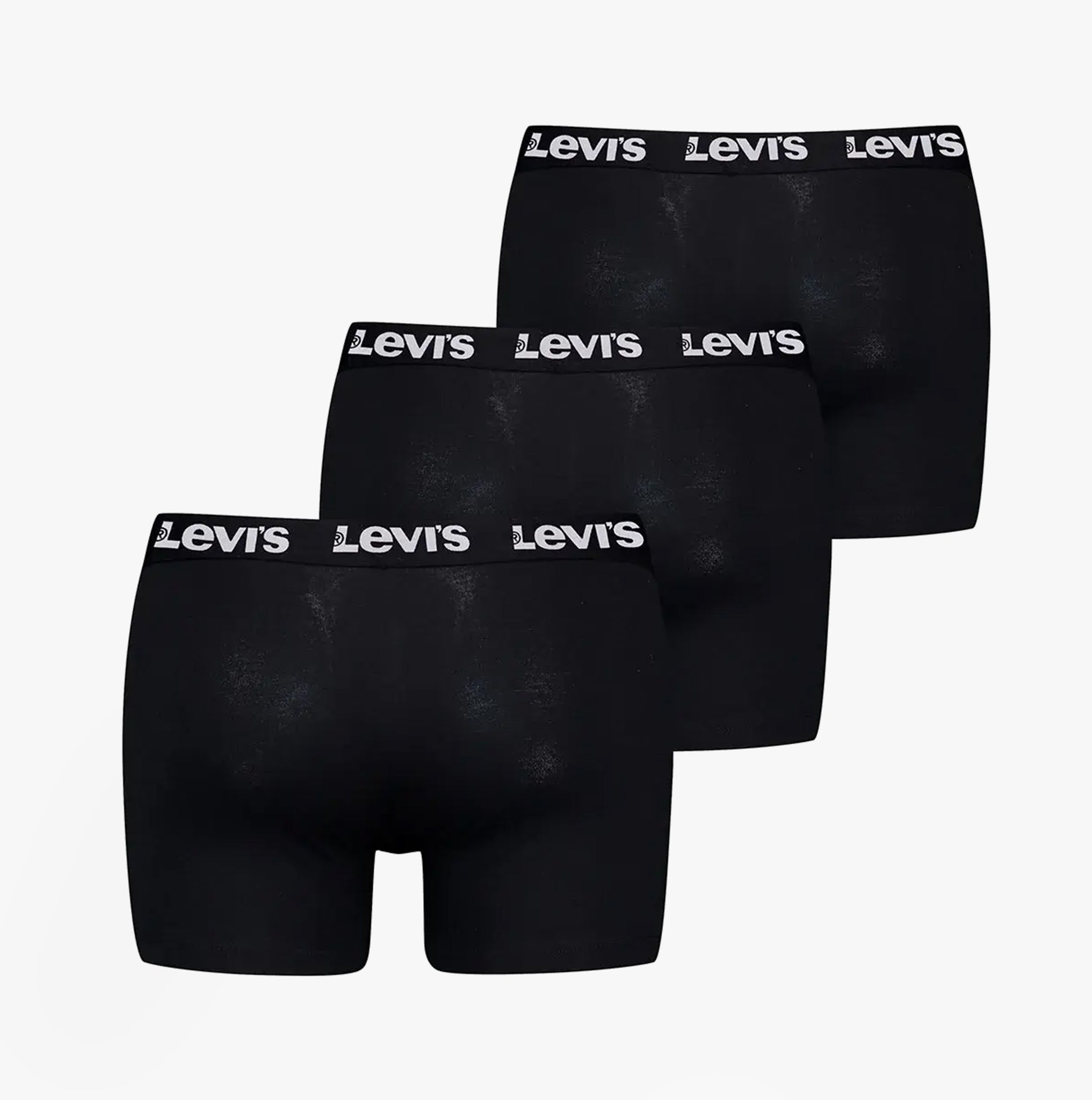 Levi's REPEAT LOGO Mens 3 Pack Trunks Black, rear view showcasing black trunks with elastic waistband and logo.