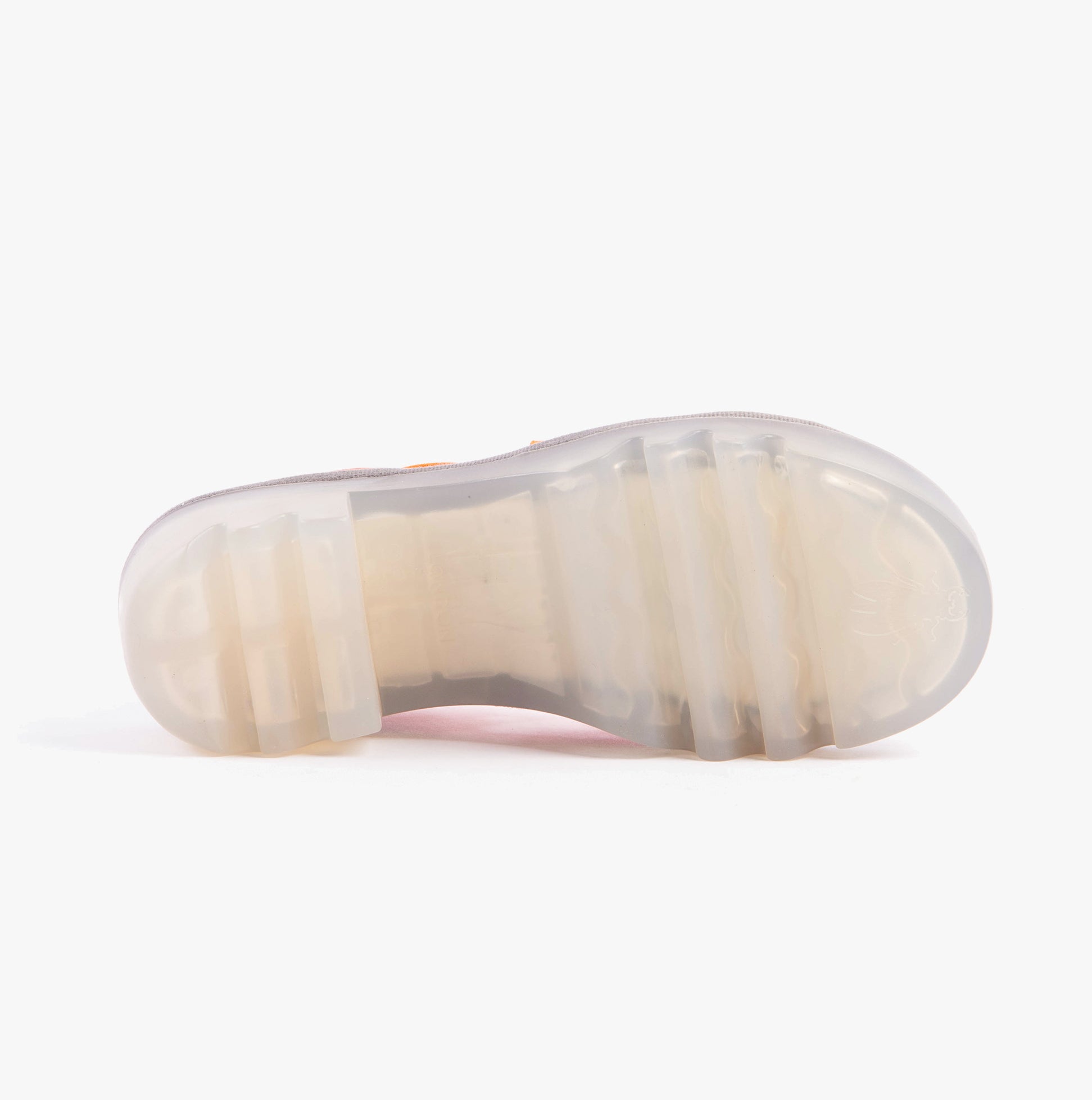 Fly London TAJI502FLY Womens Sandals Poppy Orange bottom view of TPR sole, showcasing durability and comfort features.