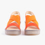 Fly London TAJI502FLY Womens Sandals Poppy Orange front view showcasing vibrant orange color and comfortable design.