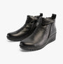 Lotus CORDELIA Womens Boots Black side view featuring leather upper and wedge sole.