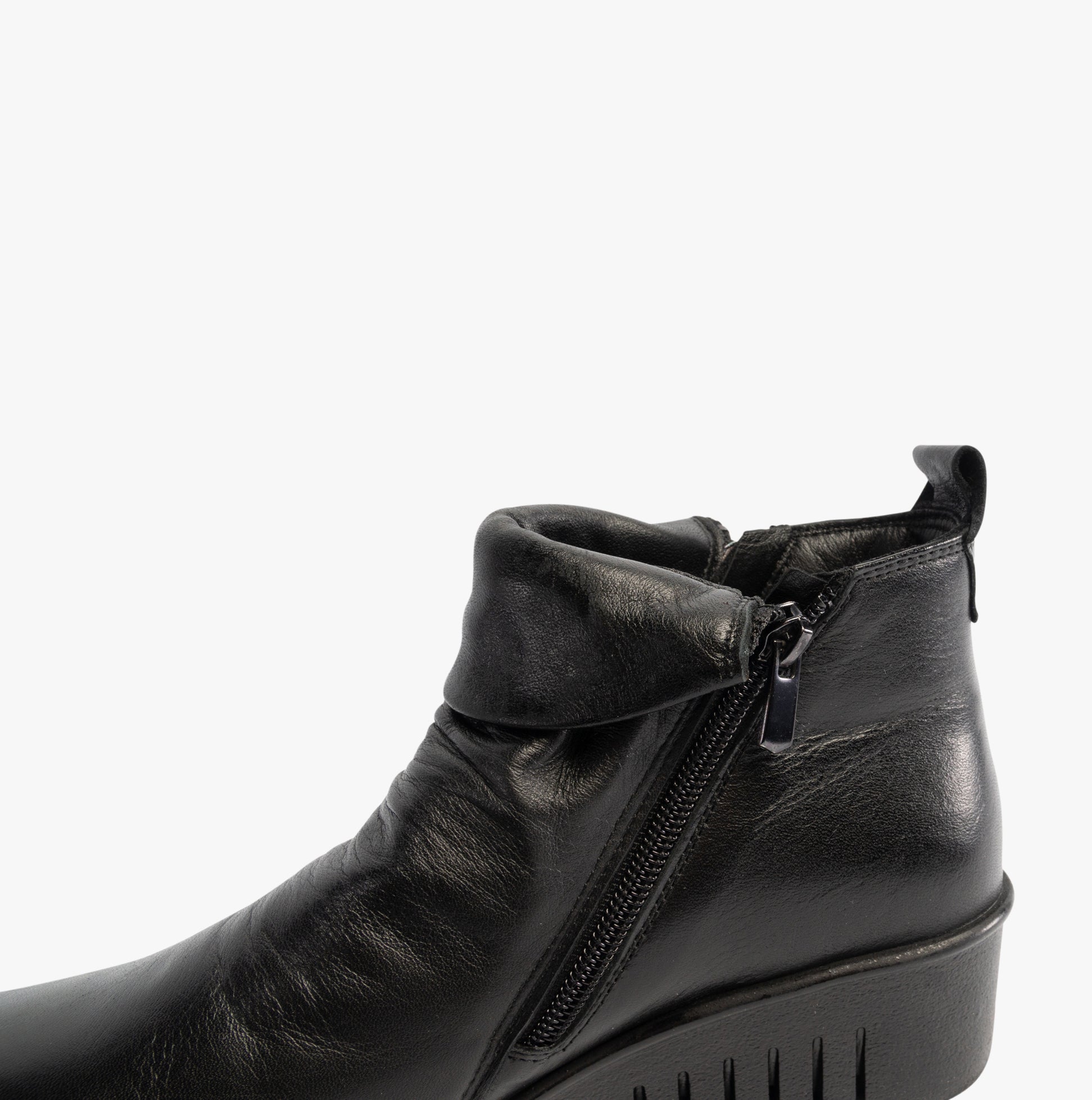 Lotus CORDELIA Womens Boots Black side view showing leather upper and zip closure.