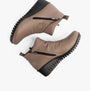 Lotus CORDELIA Womens Boots Clay top view showing leather ankle boots with zip and wedge sole.