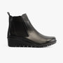 Lotus DRESDEN Womens Boots Black side view with elasticated side panel and wedge heel.