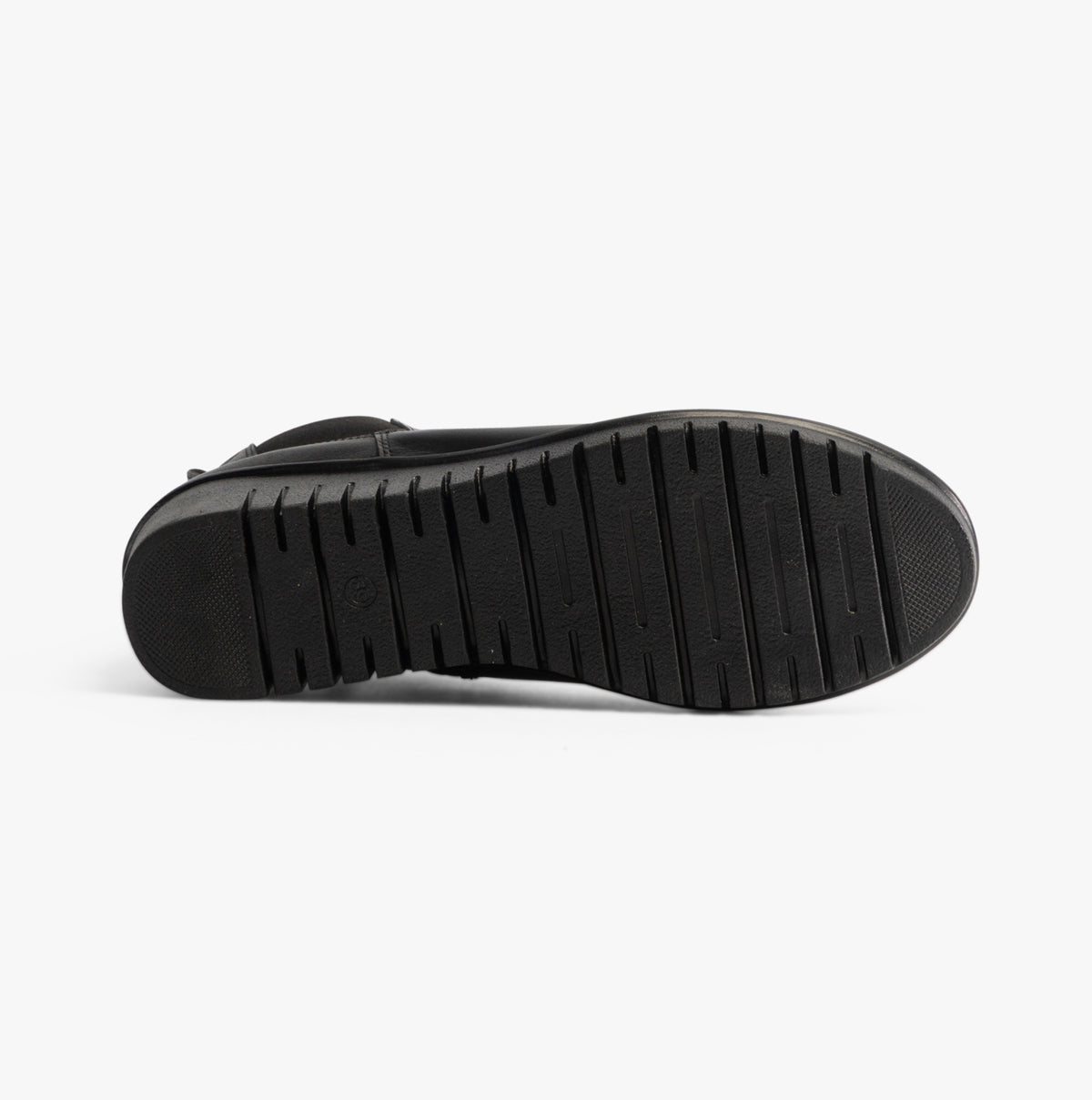 Lotus DRESDEN Womens Boots Black underside view, featuring a rubber sole with textured grip pattern.