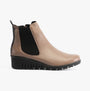 Lotus DRESDEN Womens Boots Clay side view, leather ankle boots with elasticated side panel and wedge heel.
