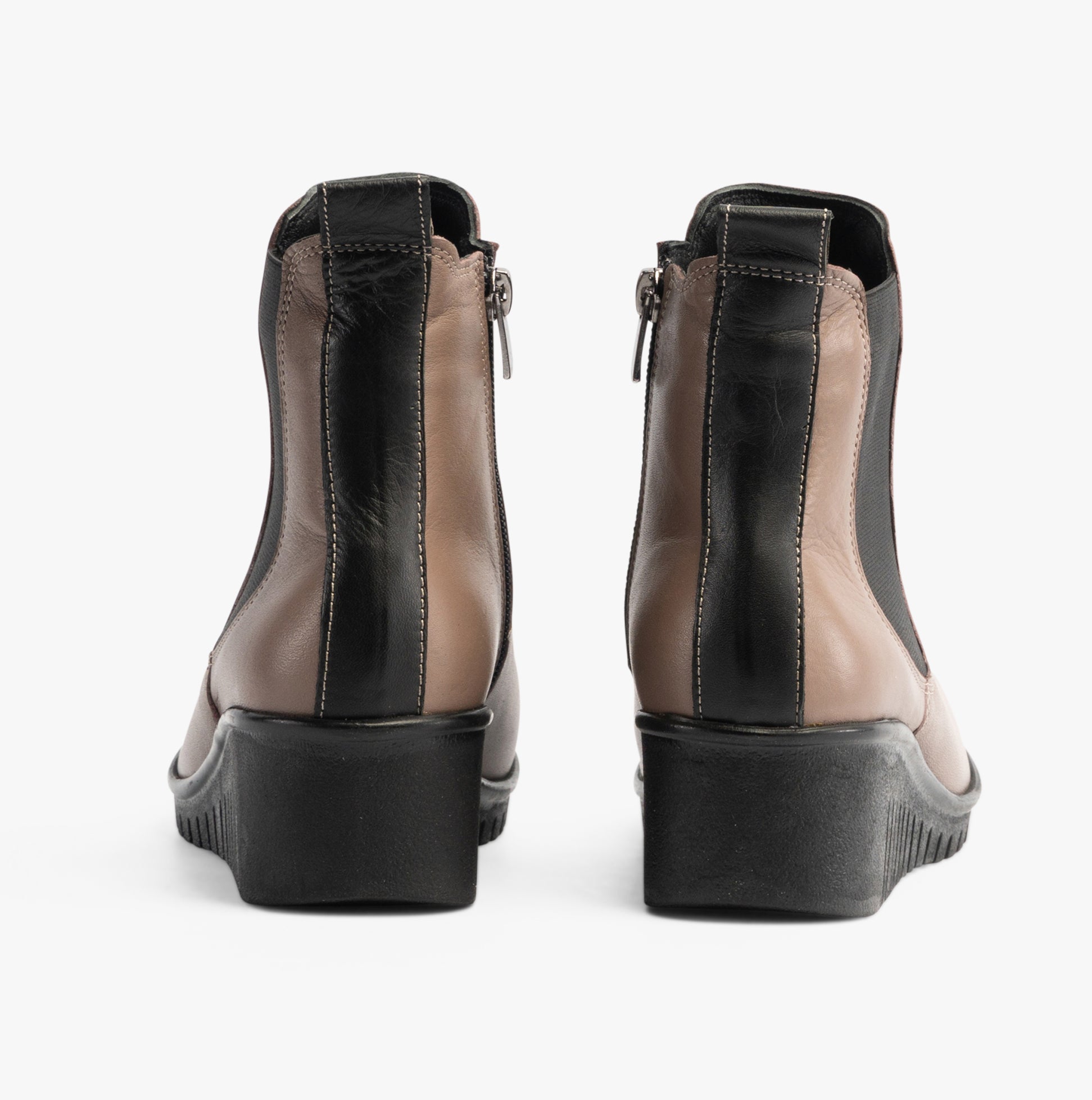 Lotus DRESDEN Womens Boots Clay back view showing leather upper and wedge sole design.