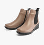 Lotus DRESDEN Womens Boots Clay side view showing ankle height, leather upper, zip closure, and wedge heel.