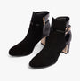 Lotus EBONY Womens Boots Black side view showing suede and rubber materials with block heel design.
