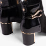 Lotus EBONY Womens Boots Black detail view highlighting block heel and glossy finish.