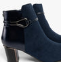 Lotus EBONY Womens Boots Navy side view showing suede upper and block heel detail.