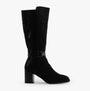 Lotus ELSA Womens Boots Black side view featuring tall suede upper and block heel.