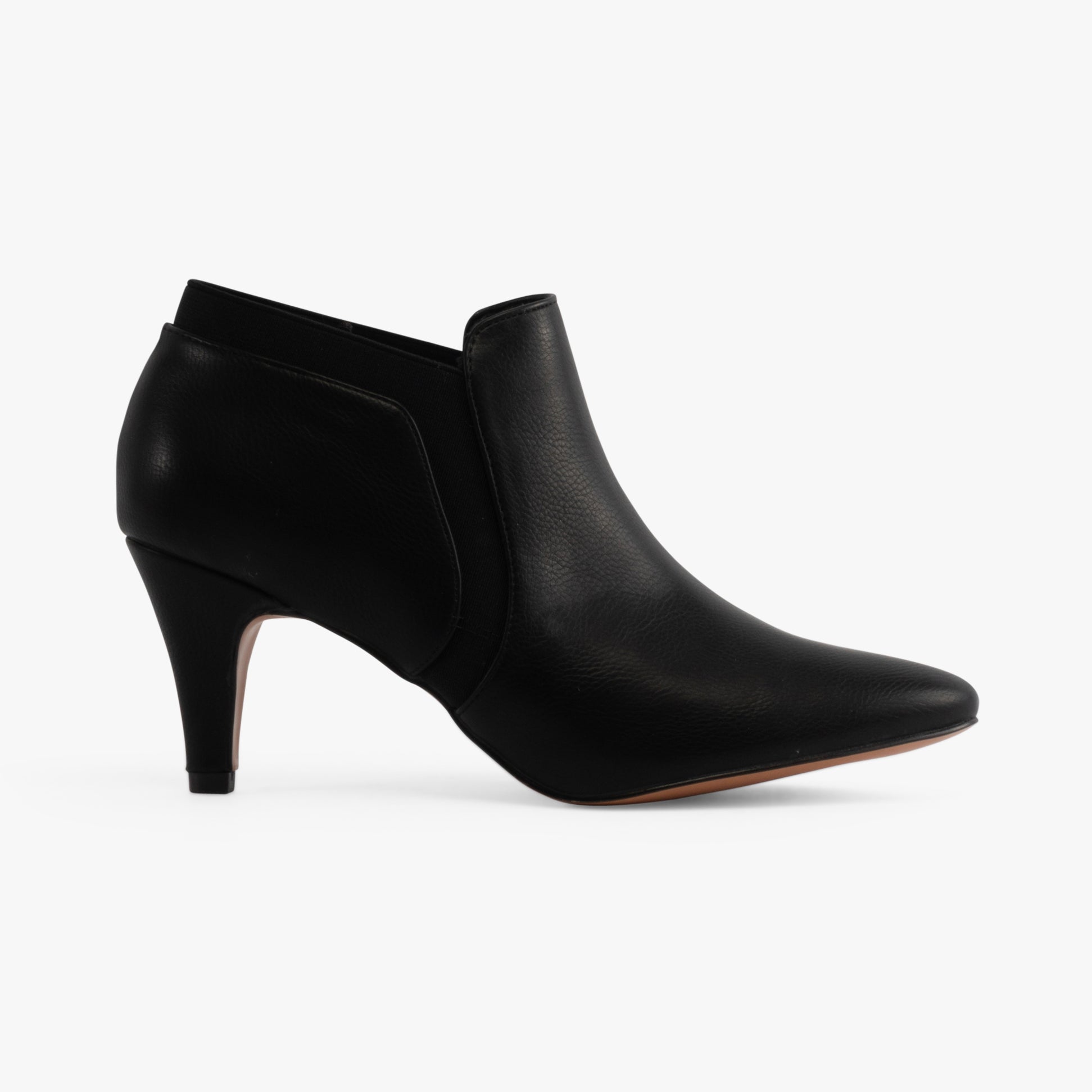Lotus KRISTINA Womens Trouser Shoes Black side view featuring pointed toe and kitten heel.