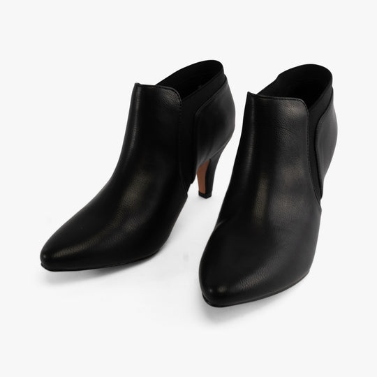 Lotus KRISTINA Womens Trouser Shoes Black front view showing sleek leather design and kitten heel.