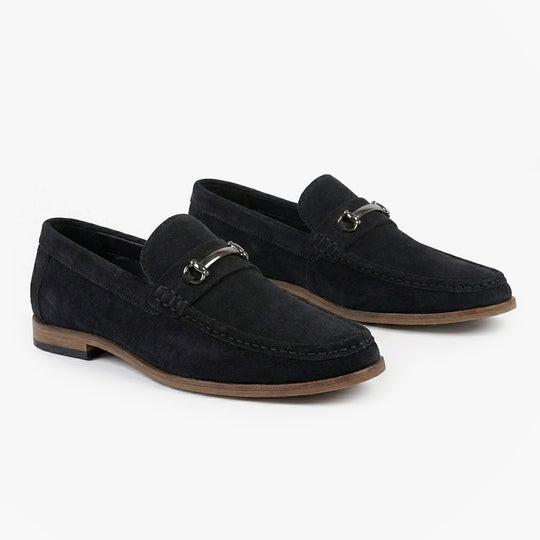 Roamers M595AS Mens Casual Suede Slip-On Loafers Black