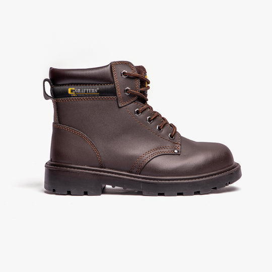 Grafters APPRENTICE Unisex Leather Safety Boots Brown