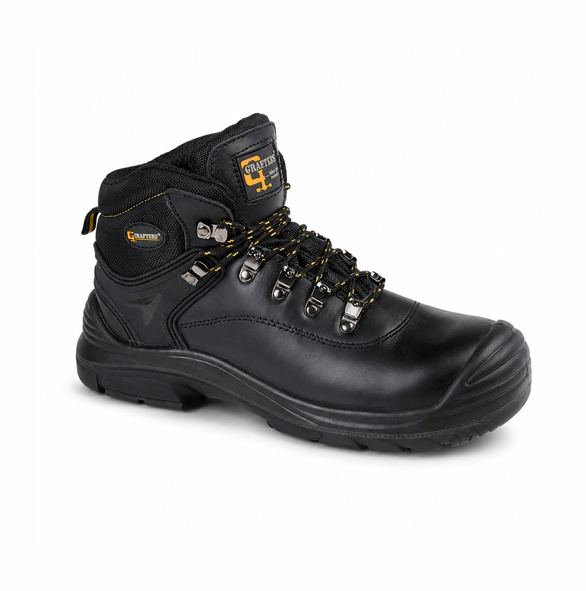 Grafters M9508A Mens Leather Super Wide Safety Boots Black