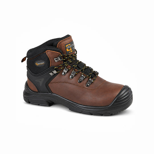 Grafters M9508B Mens Super Wide Waterproof Safety Boots Brown