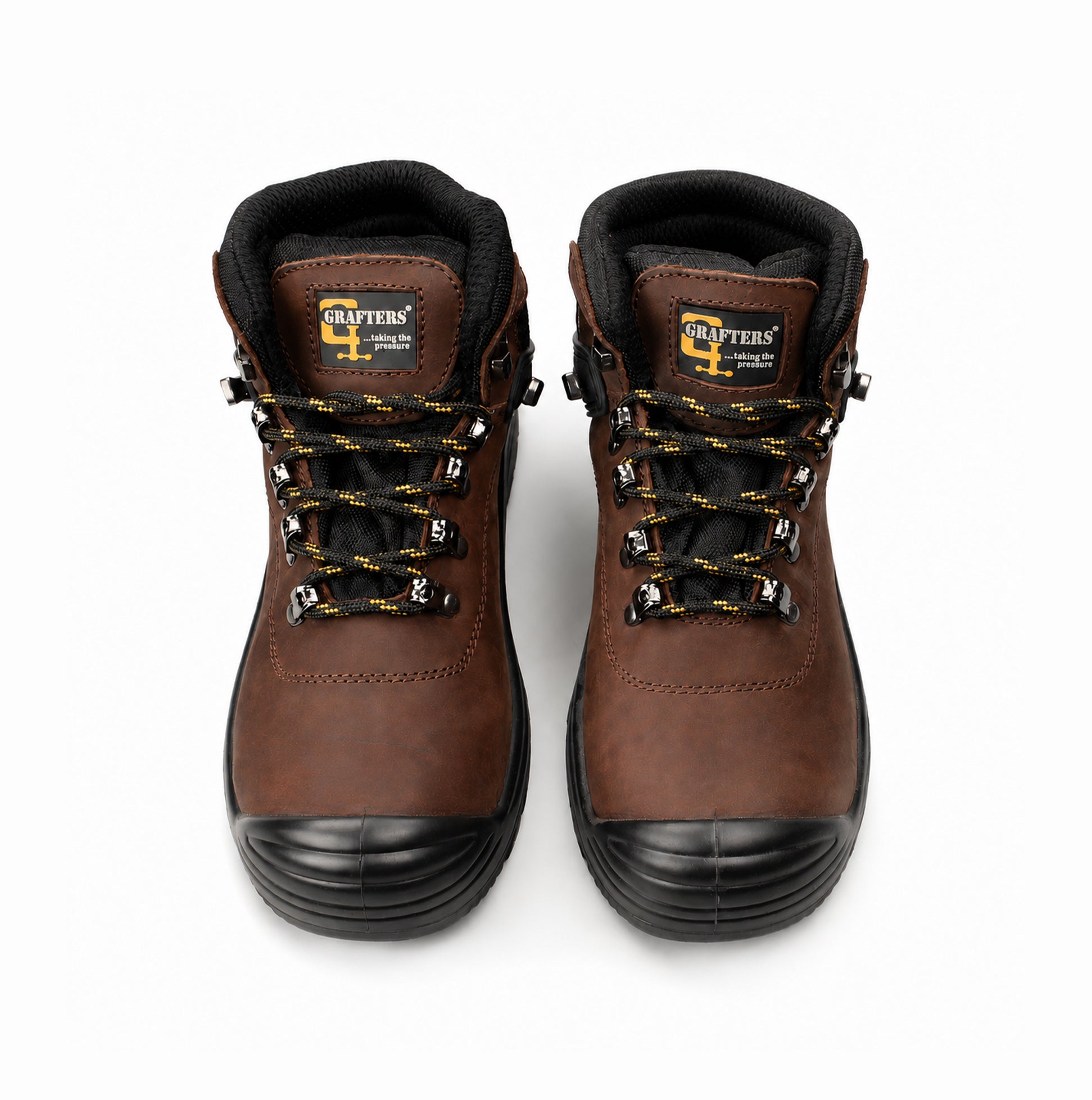 Grafters M9508B Mens Leather Super Wide Safety Boots Brown