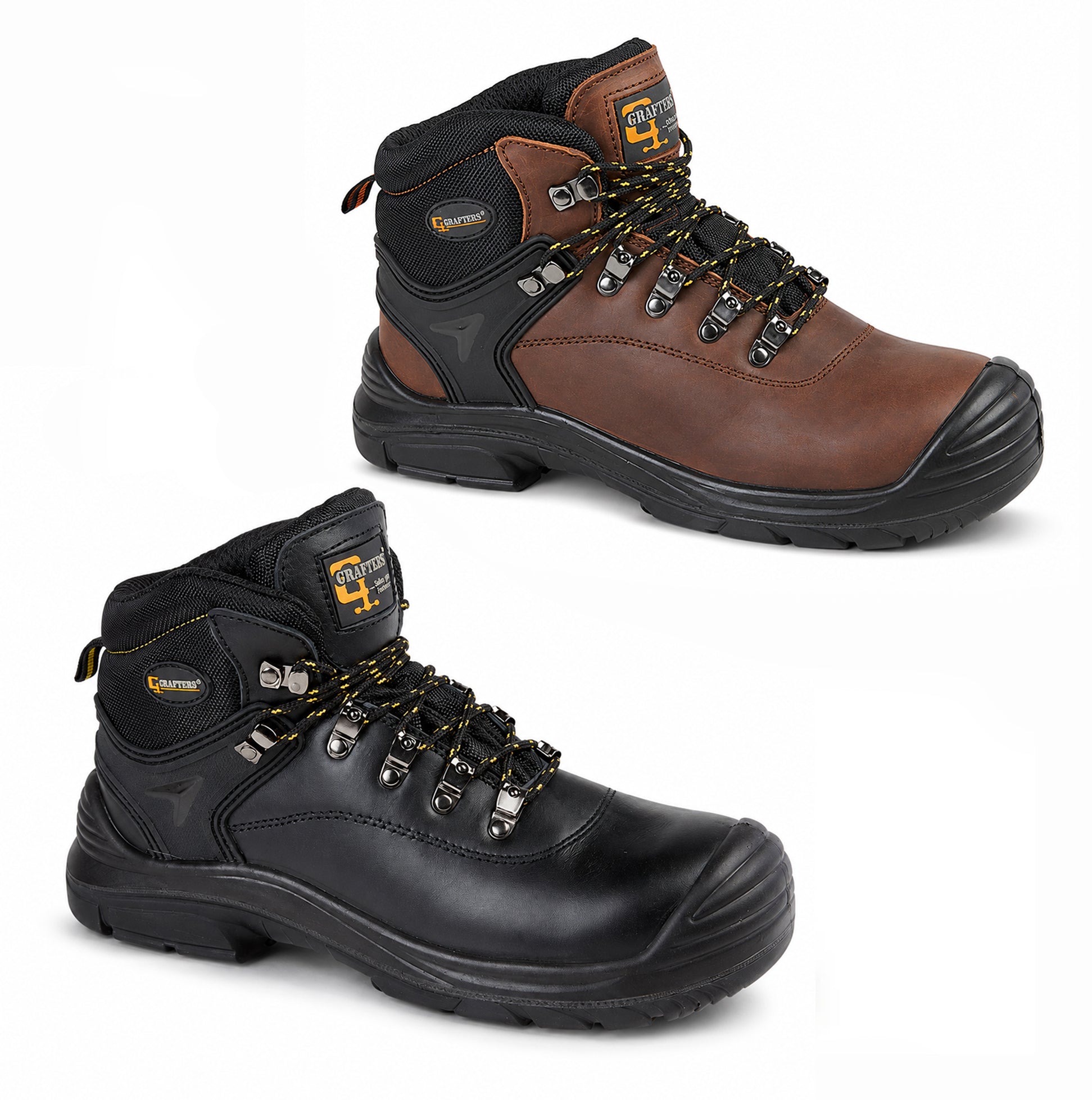 Grafters M9508A Mens Leather Super Wide Safety Boots Black