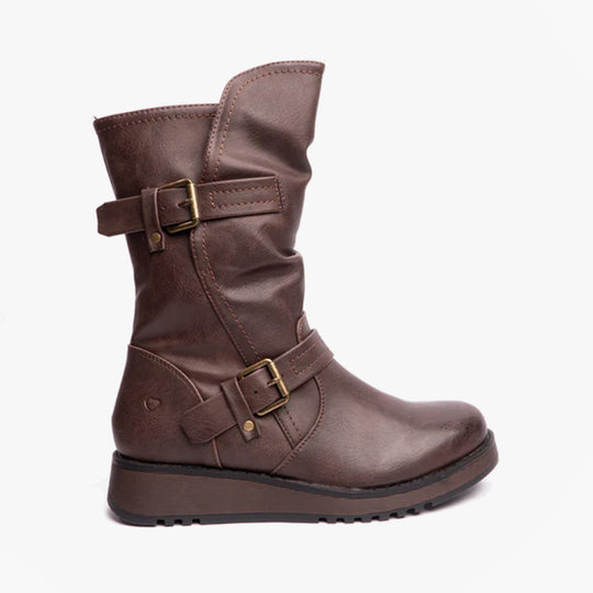 Heavenly Feet HANNAH4 Womens Biker Boots Chocolate