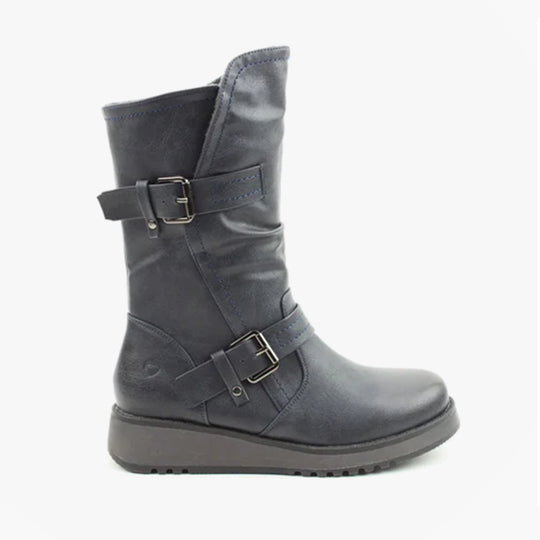 Heavenly Feet HANNAH4 Womens Biker Boots Navy