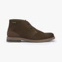 Barbour READHEAD Mens Chukka Boots Khaki side view showing leather textile upper, lace-up closure, and block heel.