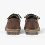 Barbour SANDSTONE Mens Derby Shoes Choco rear view showing brown leather and textile finish with lace-up design.