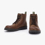 Barbour HARVEY Mens Derby Boots Teak side view featuring lace-up closure and block heel.