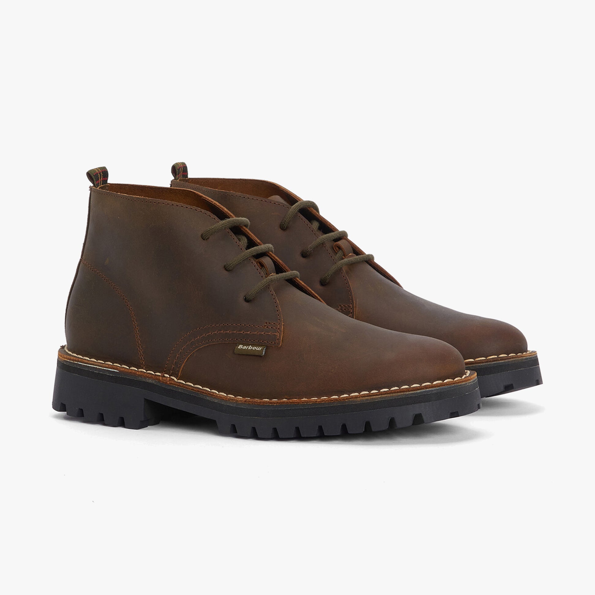 Barbour HOBART Mens Chukka Boots Brown side view showing leather upper and lace-up design.