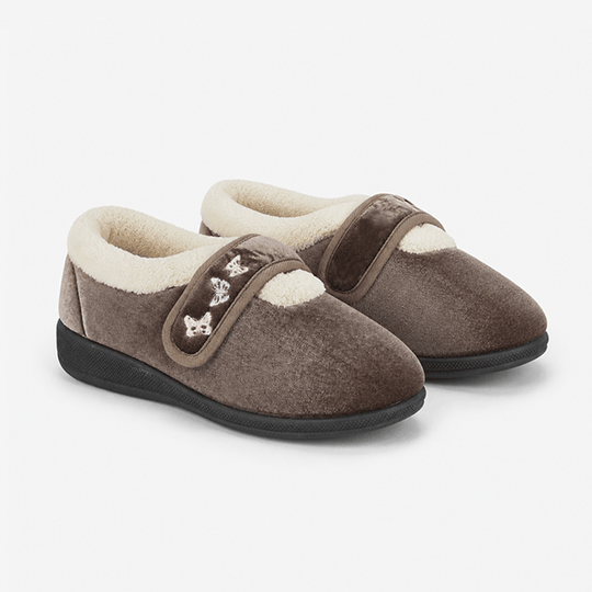 Jo & Joe MATILDA Womens Touch Fasten Slippers Mink