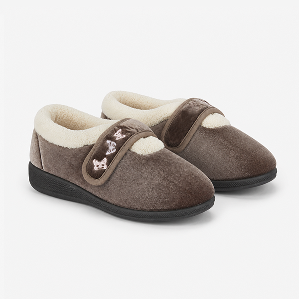 Jo & Joe MATILDA Womens Touch Fasten Slippers Mink