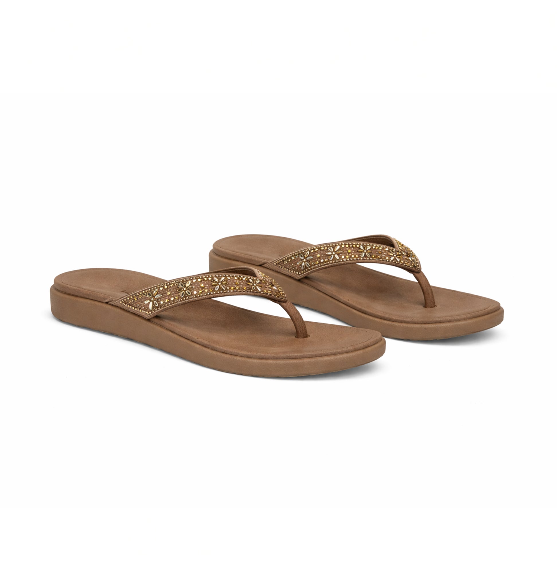 Skechers MEDITATION LUXE - SUNNY GLOW Womens Toe-Post Sandals Mocca