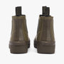 Barbour STORM Mens Chelsea Wellies Olive/Olive back view showcasing synthetic rubber construction and pull-on design.
