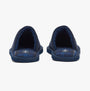 Barbour EVERITT Mens Mule Slippers Navy rear view showcasing the cozy microfibre lining and flat rubber sole.