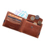 Silver Street London BRESWELL Mens Bi-Fold Wallet Brown open view showcasing card slots and coin pocket.