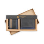 Silver Street London TURIN Mens Wallet Blue in gift box, showing wallet and card holder.