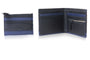Silver Street London TURIN Mens Wallet Blue front and side view, featuring zip closure and spacious compartments.