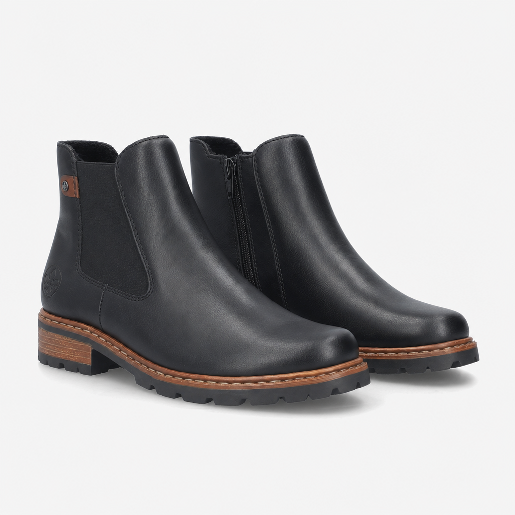Rieker Z9354 Womens Ankle Boots Black/Mahogany