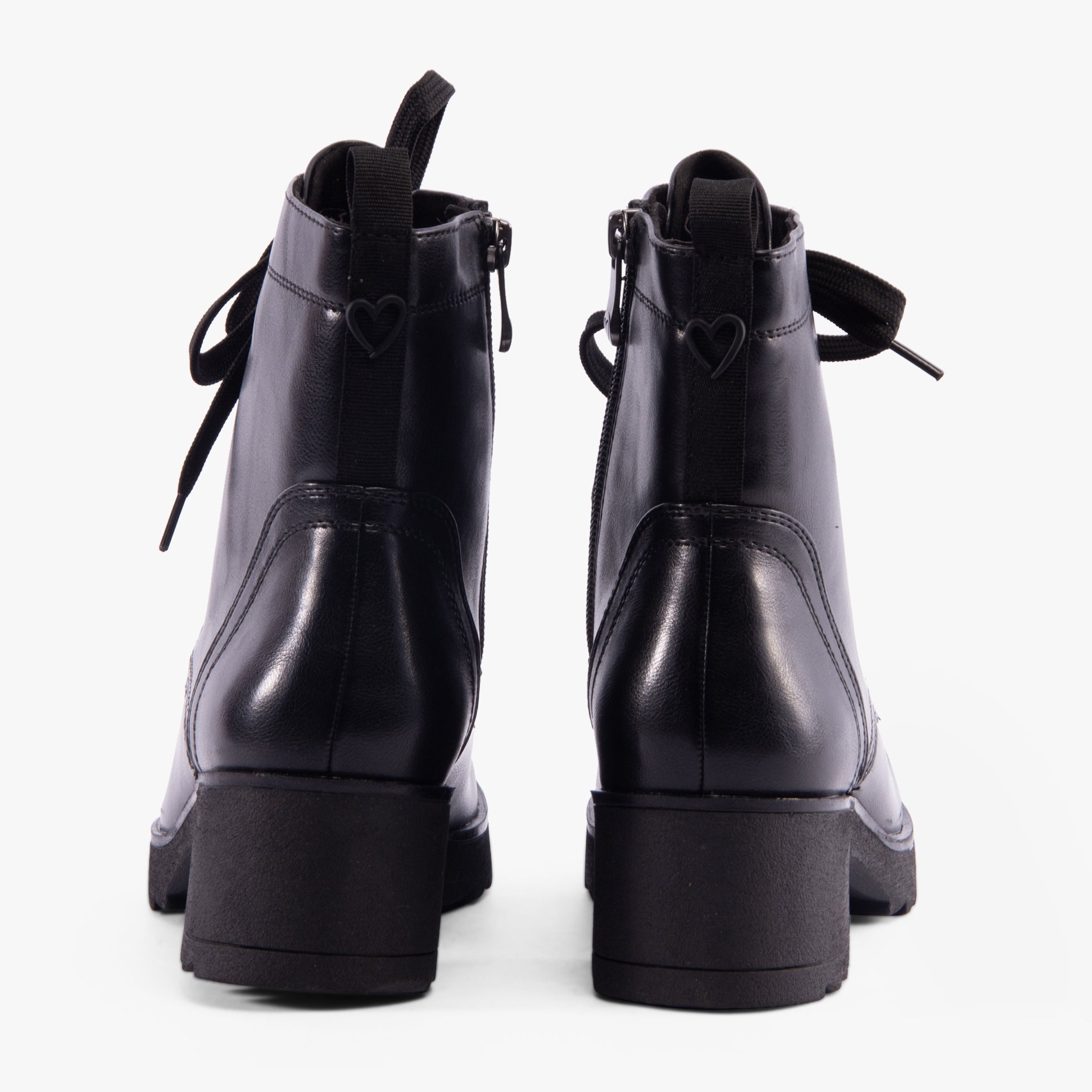 Marco Tozzi 25262-41-001 Womens Boots Black back view with block heel and lace-up detail.