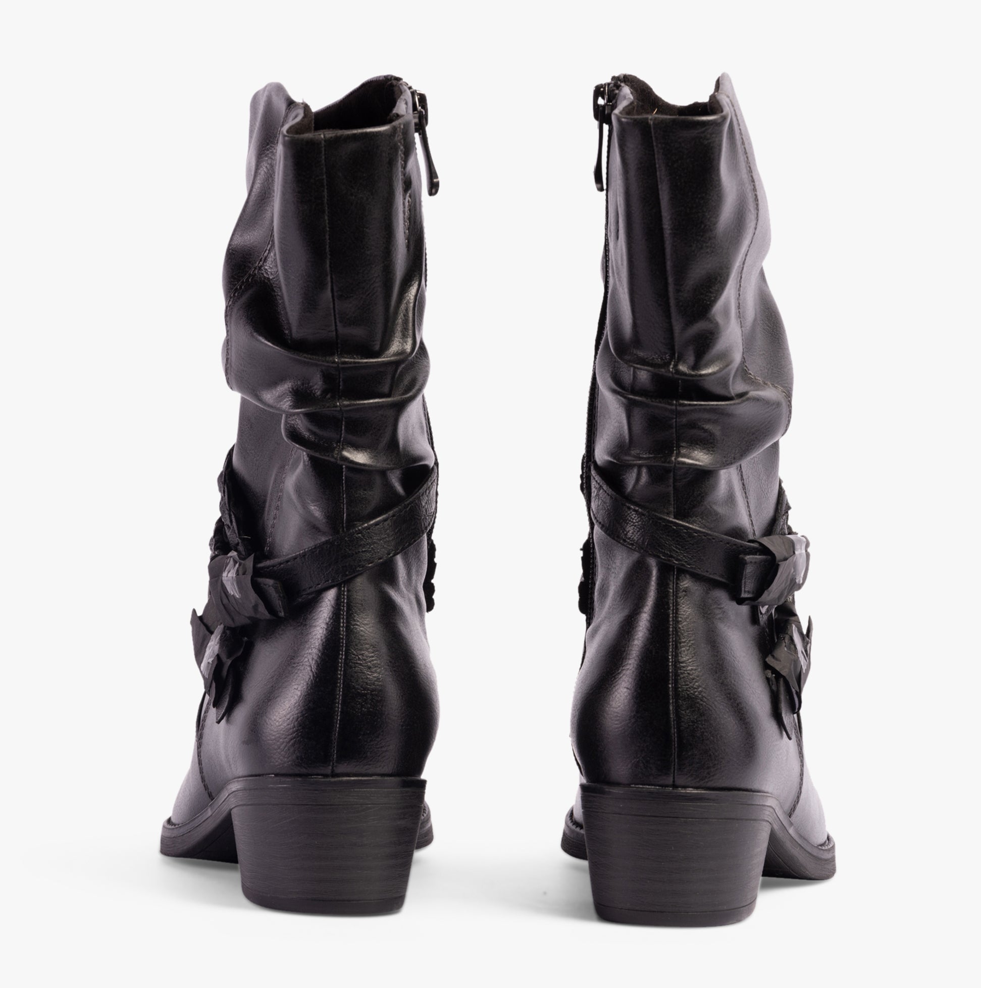 Marco Tozzi 25316-41-234 Womens Boots Anthracite Com rear view showing faux leather and block heel.