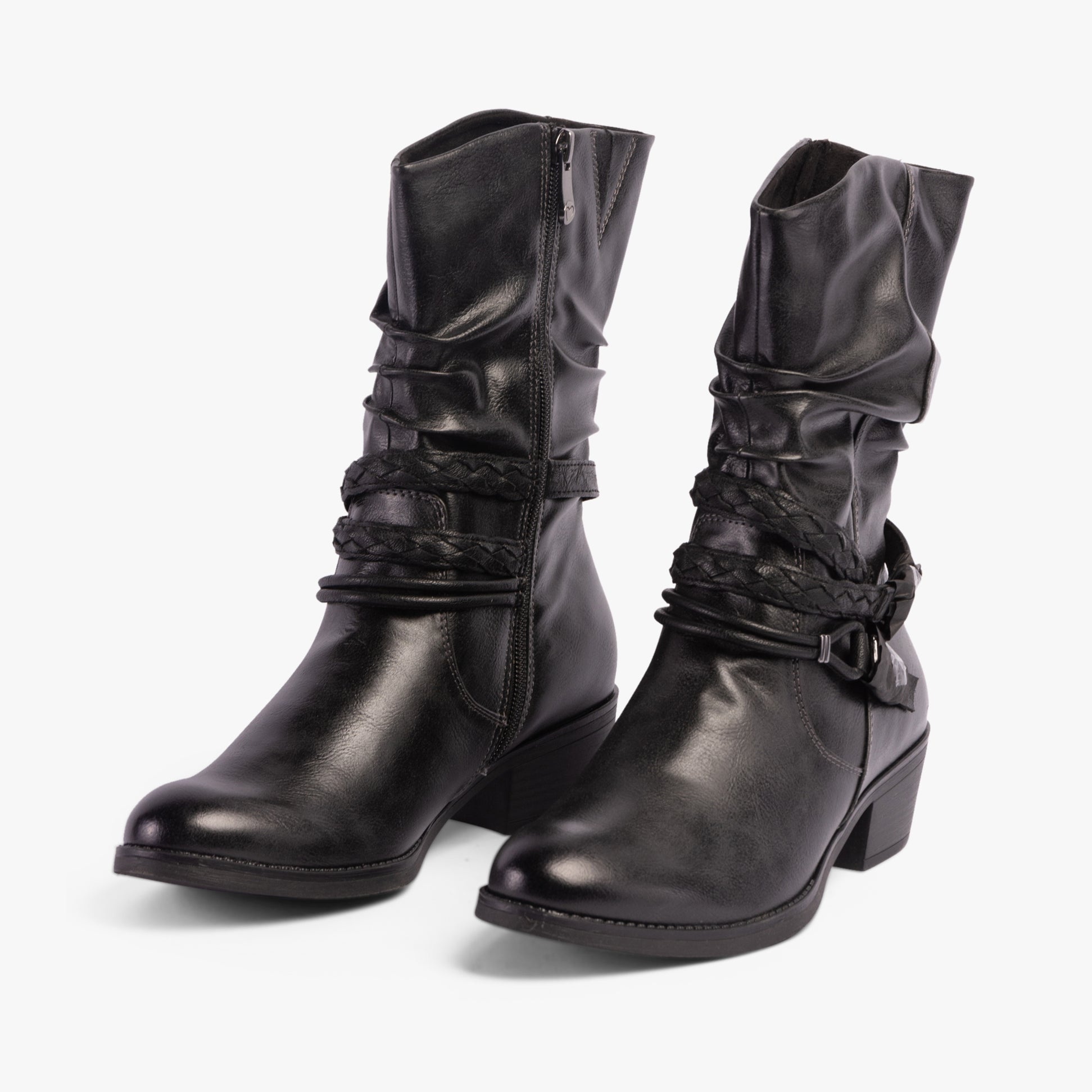 Marco Tozzi 25316-41-234 Womens Boots Anthracite Com side view showcasing ankle height and faux leather design.