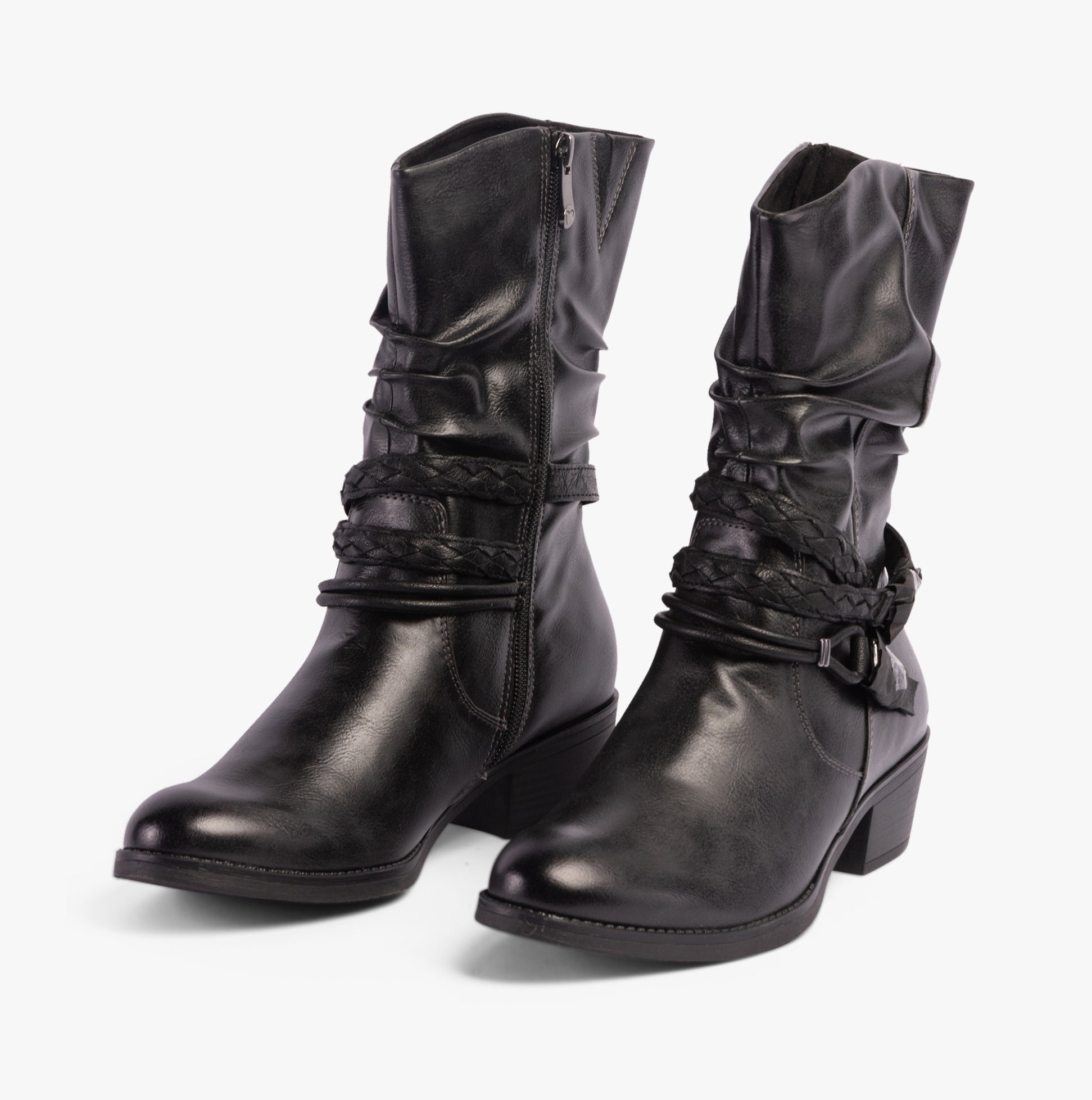 Marco Tozzi 25316-41-234 Womens Boots Anthracite Com side view showcasing ankle height and faux leather design.